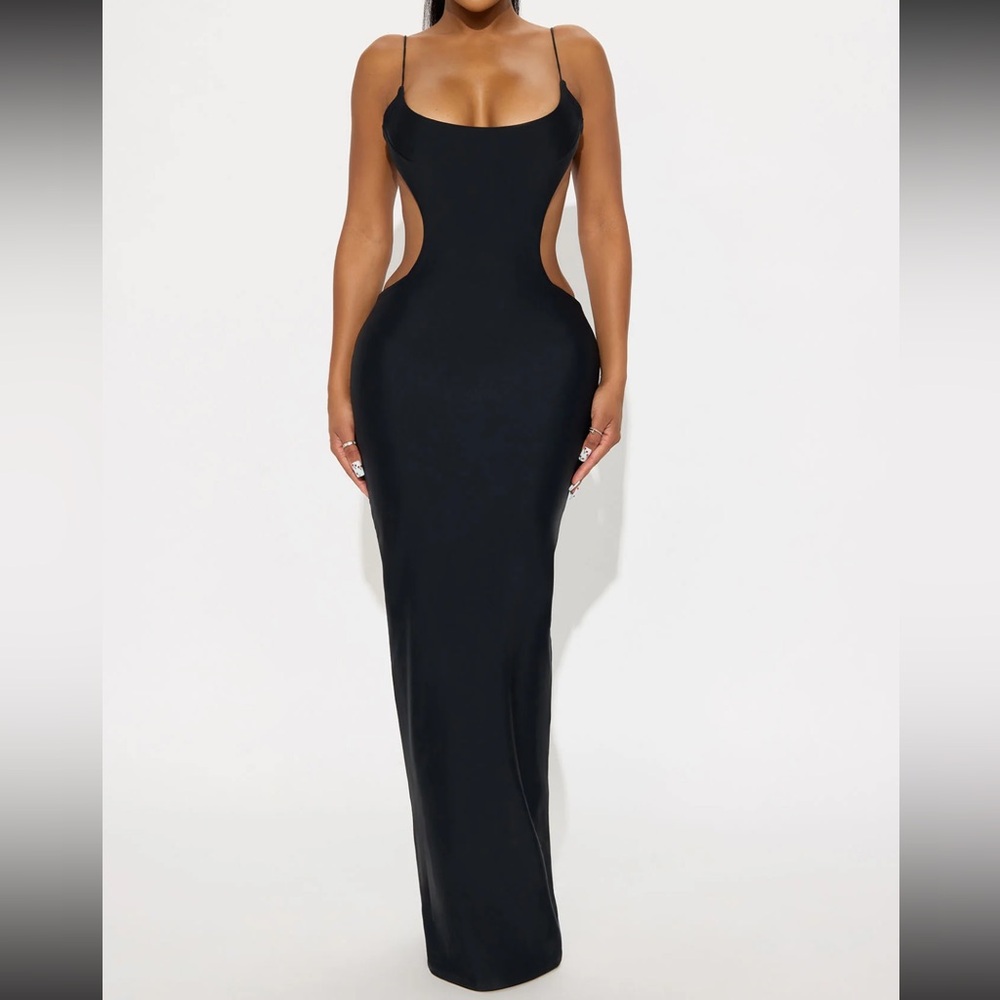 NWT Elegant Black Cut-Out Maxi Dress